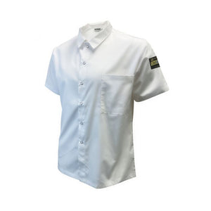 Camisa de chef Chef Regalia manga corta con broches, talla 4XL, blanca