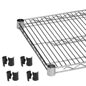 Repisa cromada 18" x 36" con 4 juegos de clips plásticos