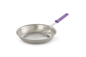 10" Tribute® tricapa frying inserto en acabado natural con morado mango de silicón