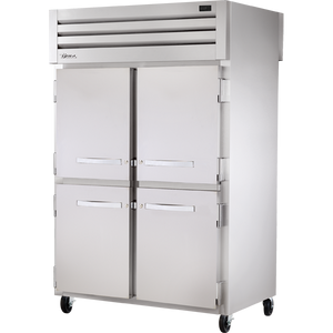 Refrigerador vertical de doble acceso de 52-5/8", 6 puertas, puertas sólidas, medias puertas, batientes
