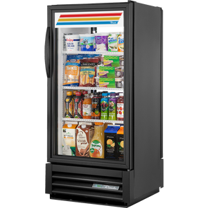 Refrigerador exhibidor de 24-7/8", doble acceso, 1 puerta frontal y 1 trasera, puertas de cristal, batientes, 3 repisas