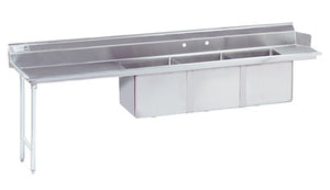 Mesa para lavavajillas con tarja de 3 compartimentos 83 pulg lado izquierdo lado derecho acero inoxidable 304 calibre 16