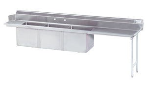 Mesa para lavavajillas con tarja de 3 compartimentos 119 pulg lado derecho acero inoxidable 304 calibre 16