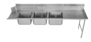 Mesa para lavavajillas con tarja de 3 compartimentos lado derecho 84 pulg