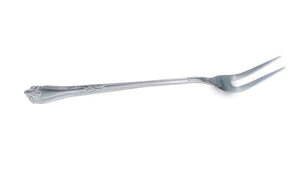 2-tine acero inoxidable tenedor de servicio con embossed mango