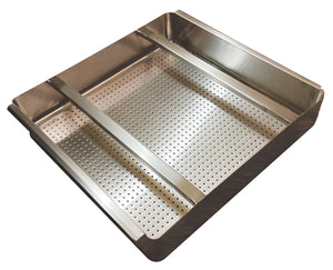 Canastilla de preenjuague con barra deslizable 24 x 24 pulg acero inoxidable 304