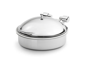 Chafer 6 qt Intrigue® sólido-superior redondo acero inoxidable de inducción con acero inoxidable trim y acero inoxidable inse