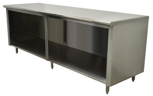 Mesa de trabajo con gabinete abierto 96 x 24 pulg acero inoxidable 304 calibre 14