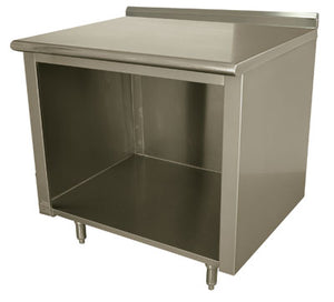 Mesa de trabajo con gabinete abierto 36 x 24 pulg acero inoxidable 304 calibre 14 con borde posterior