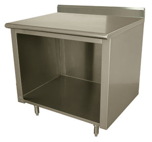 Mesa de trabajo con gabinete puertas 48 pulg ancho x 24 pulg fondo acero inoxidable 304 calibre 14