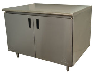 Mesa de trabajo con gabinete y puertas abatibles 36 x 24 pulg acero inoxidable 304 calibre 16