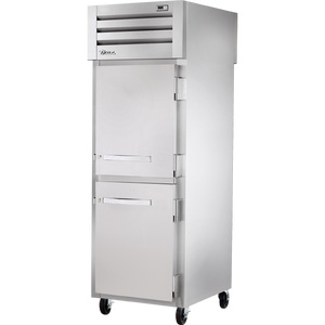 Refrigerador vertical de doble acceso de 27-1/2", 2 puertas frontales y 1 trasera, puertas sólidas, medias puertas, batientes
