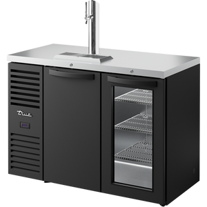 Refrigerador para bar de una zona de 48", 2 puertas, puertas sólidas y de cristal, exterior negro