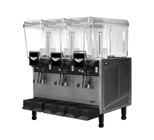 Dispensador refrigerado de bebidas con 3 3.17 gal bowls y stirring paddle circulation