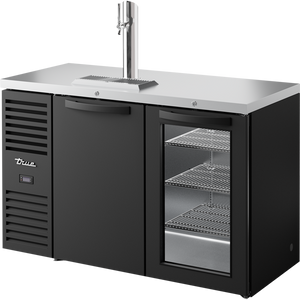 Refrigerador para bar de una zona de 52", 2 puertas, puertas sólidas y de cristal, exterior negro