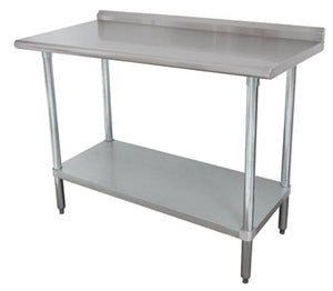Mesa de trabajo 72 pulg ancho x 24 pulg fondo acero inoxidable 430 calibre 16 con respaldo posterior
