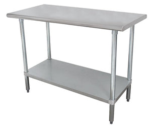 Mesa de trabajo 120 x 36 pulg cubierta de acero inoxidable 304 calibre 14 con entrepaño ajustable