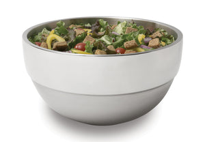 Bowl de servicio de acero inoxidable de doble pared 10 1/10 qt redondo acabado satinado
