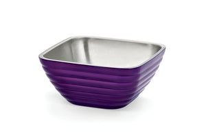 Bowl de servicio de doble pared 1 4/5 qt cuadrado con patrón panal color morado