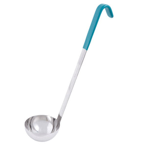 Cucharón 6 oz de una pieza uso rudo de una pieza acero inoxidable con verde azulado Kool-Touch® mango