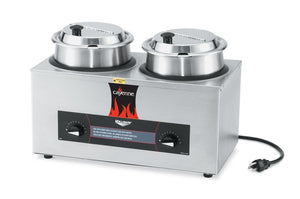 2 pozos 120 V Cayenne® sobre mostrador retermalizador con 2 4 qt insertos y 2 tapas con bisagra