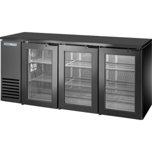 Refrigerador contra-barra de una zona de 72-1/8", 3 puertas, puertas de cristal, cubierta negra, exterior negro