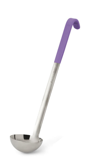 Cucharón 4 oz de una pieza uso rudo acero inoxidable con morado Kool-Touch® mango