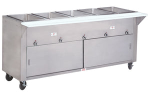 Mesa caliente eléctrica de 5 pozos con puertas 77-3/4 x 30-5/8 x 34-1/8 pulg