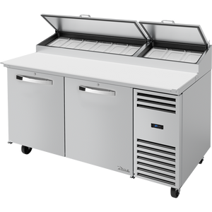 Mesa refrigerada para preparación de pizza de 67-3/8", tapa angular, 2 puertas, 4 repisas, nine insertos, Spec Package 3