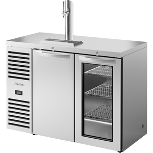 Refrigerador para bar de una zona de 48", 2 puertas, puertas sólidas y de cristal, exterior de acero inoxidable