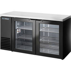 Refrigerador contra-barra de una zona de 60-1/8", 2 puertas, puertas de cristal, cubierta de acero inoxidable, exterior negro