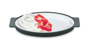 Acero inoxidable sizzling platter con polyester underliner