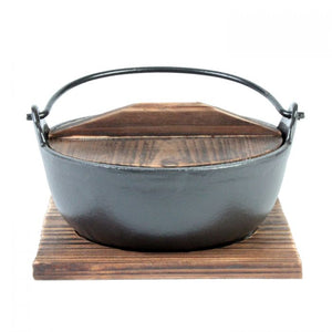 Bowl japonés para noodles de hierro fundido con tapa y base 32 oz