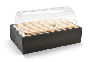 Cubic exhibición wooden base en negro para tabla para cortar o exhibición platter