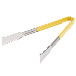 ​​12" acero inoxidable de una pieza pinzas con Versagrip™ ends y amarillo Kool-Touch® mango