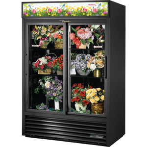 Refrigerador exhibidor de 54-1/8", 2 puertas, puertas de cristal, corredizas, 4 repisas