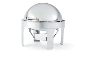 Chafer 6 qt New York, New York® redondo sobre mostrador con a fully retractable dome tapa, dripless inserto para agua y latón