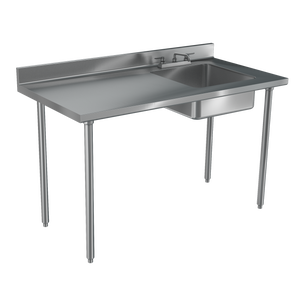 Mesa de trabajo 84" x 36" 4-Series área de producción base abierta calibre 16 acero inoxidable con tarja alineada a la derech