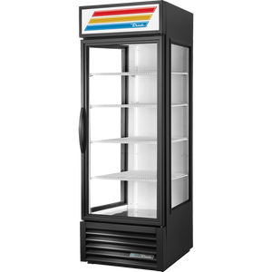 Refrigerador exhibidor de 27-1/2", 1 puerta, puertas de cristal, batientes, 4 repisas