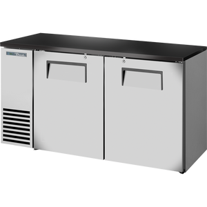 Refrigerador contra-barra de una zona de 60-1/8", 2 puertas, puertas sólidas, cubierta negra, exterior de acero inoxidable
