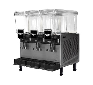 Dispensador refrigerado de bebidas con 3 3.17 gal bowls y fountain spray circulation