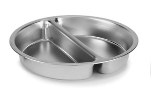 4 qt divided 2-compartimento redondo acero inoxidable inserto