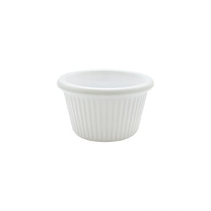 Ramekin acanalado de melamina 1 1/2 oz 2 1/2" blanco paquete retail