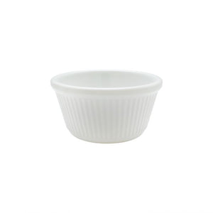 Ramekin acanalado de melamina 4 oz 3 3/8" blanco paquete retail