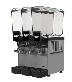 Dispensador refrigerado de bebidas con 3 2.11 gal bowls y circulación por agitador