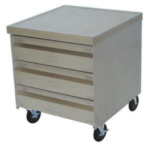 Gabinete móvil con cajones de acero inoxidable 25-1/4 x 25-1/4 x 29-1/2 pulg