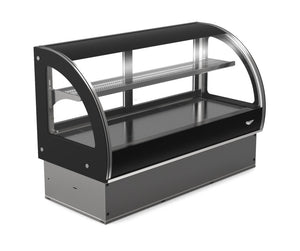 48" ancho 120 V curved-vidrio empotrable refrigerado exhibición carcasa con rear acceso