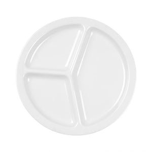 Plato de 3 compartimentos color blanco de melamina 10"