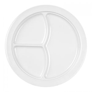 Plato de 3 compartimentos color blanco de melamina 10 1/4"