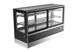 60" ancho 120 V cubed-vidrio sobre mostrador refrigerado deli exhibición carcasa con autoservicio y rear acceso